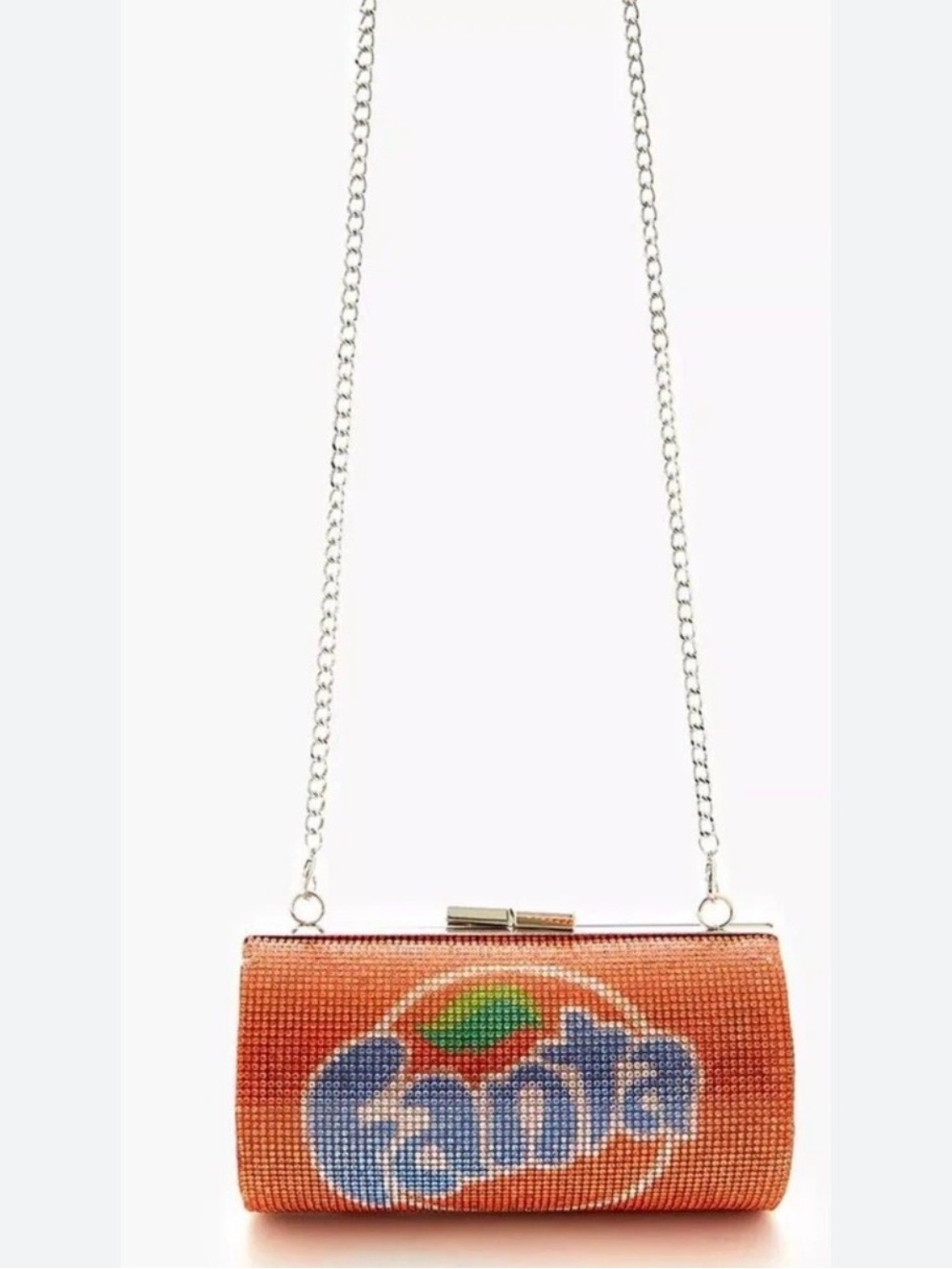 Forever 21 Coca Cola Collaboration Orange Fanta Jeweled Crossbody Clutch Bag